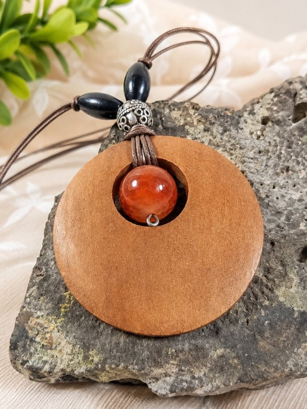 Handcrafted, One-of-a-kind, Earthy wooden pendant necklace